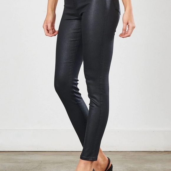 Vibrant Miu Wardrobe Essential Coated Black Skinny Jeans - Picture 3 of 12